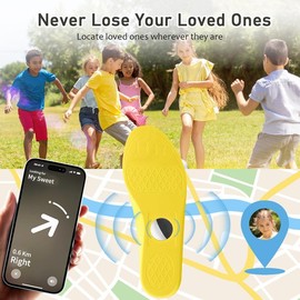 NUIDOW Insoles for Airtag Tracking Devise - Comfortable Securely Hidden Holder Shoe Insert for Kids/Cute Cartoon (Yellow, 200-213mm)
