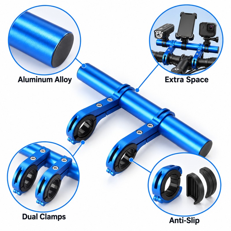 Bicycle Handlebar Extender Bracket Aluminum Alloy Accessory Mount Bar for