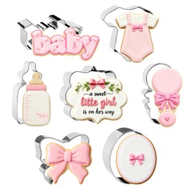 CORNER LACE 8 Pieces Bow Knot Baby Shower Cookie Cutters Set - Stainless Steel Cookie Biscuit Cutting Molds for Rattle Bottle Onesie Baby Shower Party DIY Craft Home Baking Supplies