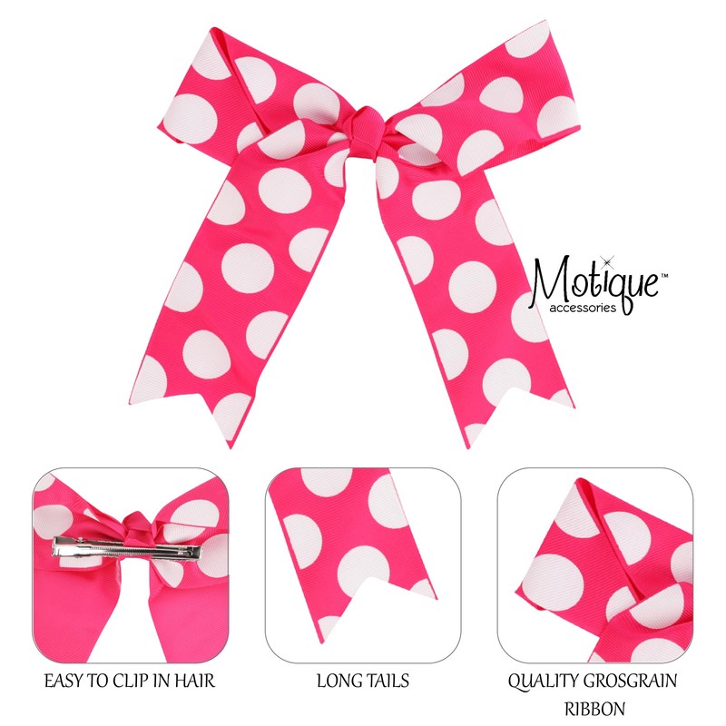 Jumbo Bow Clip with Tails Large Polka Dot Hairbow, 1
