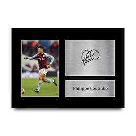 HWC Trading A4 Philippe Coutinho Aston Villa Gifts Printed Signed Autograph Picture for Football Fans and Supporters