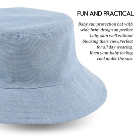 Pesaat Cotton Baby Sun Hat Wide Infant Toddler Sun Hat for Boys Girls Outdoor Beach Child Bucket Spring Summer 0-2 Yearst (Sky Blue, 19.7"(1-2 Years))