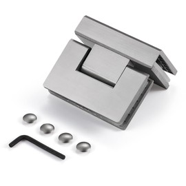 Ranbo Heavy Duty 90 Degree Shower Glass Door Hinge, Solid 5mm 304 Stainless Steel, Glass-to-Glass Mount,for 5/16"-1/2" (8mm-12mm) Frameless Doors, One-Piece Precision Cast, Brushed Nickel, 1 PC