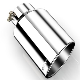MZS Exhaust Tips, Stainless Steel 4" Inlet 8" Outlet 15" Diesel Length Exhaust Tailpipe Universal Slant Angle Cut