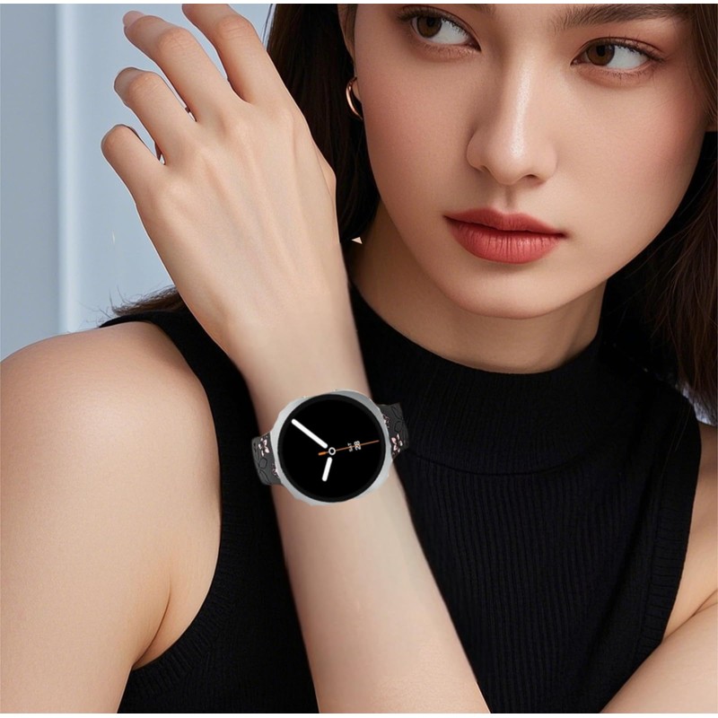 GeeBerYo Two-Tone Flower Engraved Bands Compatible with Galaxy Watch 8