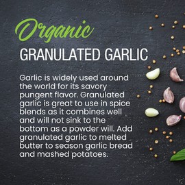 The Spice Lab Organic Garlic Powder Granulated - Gluten Free Dried Garlic Organic - 2.6 oz French Jar - Non GMO & Kosher Organic Garlic Granules for Stir Fry Vegetables, Pasta Sauce & Garlic Toast