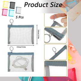 Aetomtins 5 Pcs Mesh Zipper Pouch Bags, Small Makeup Bag for Purse Mini Zipper Mesh Bags Cosmetic Travel Toiletry Bag for Daily Toiletries Office Supplies Purse, Lipstick, Keys, Earphone, Bank Cards