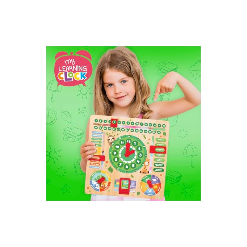 CRAZE My Learning Clock Animals English Language - Wooden Learning