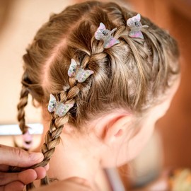 24 Pieces Mini Hair Claws Small Hair Clip Butterfly Mini Hair Clip Mini Hair Clip Butterfly Design Cute for Girls 0.79 x 0.59 inches (White Transparent)