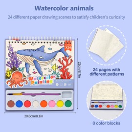 KAYSENSUK Water Colouring Book for Children Painting Watercolour Paint Set Paper for Kids, Magic Book Arts and Crafts Gift for Drawing Water Colouring Book Painting Book Arts and Gifts for Drawing