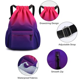 Sarsumir Gym Bag Sports Bag Women Boys Waterproof Large Capacity Bag with Drawstring Backpack Drawstring Bag Gym Bag Men Girls for Gym Swimming Sports, pink lilac
