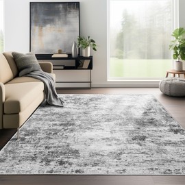 Cochyean 8x10 Area Rugs - Washable Rug for Living Room, Ultra-Thin Abstract Rug, Indoor Non-Slip Rug for Bedroom, Stain Resistant Large Area Rug, Super Soft Low Pile Rugs