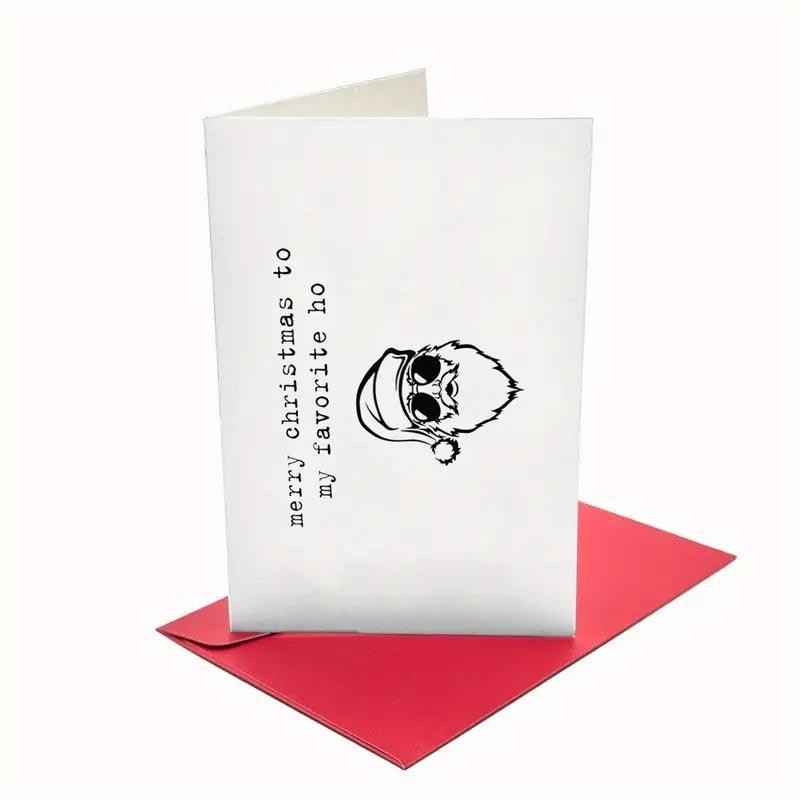 Santa Claus Pattern Greeting Card with Envelope, 1 Count Funny