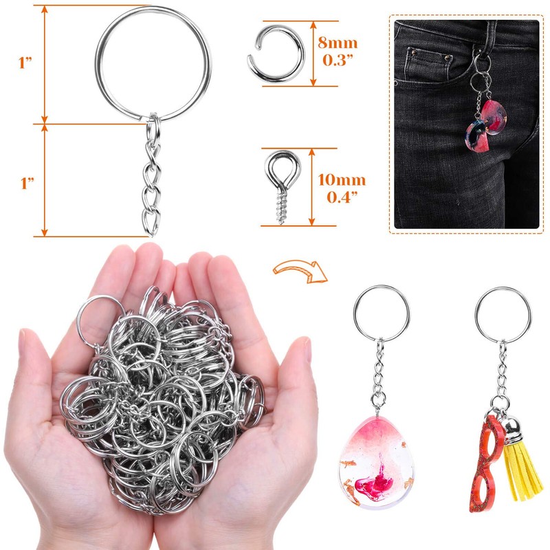 Audab 360Pcs Keychain Bulk, 120Pcs Keychain Rings with Chain and