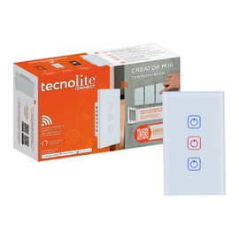 Tecnolite Connect - Apagador Inteligente Táctil WiFi 3 Circuitos, Requiere Cable Neutro, Compatible con App móvil, Alexa, Google y Siri, Interruptor Inteligente