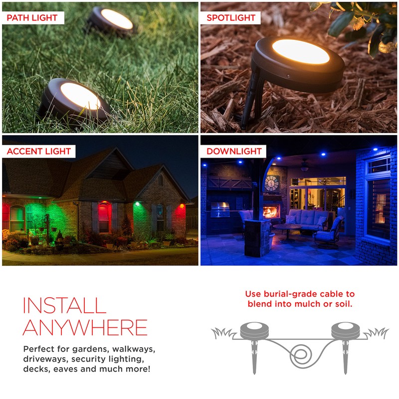 UltraPro LED Landscape Lights, Color Changing, Large, 6 Pucks, 48ft,