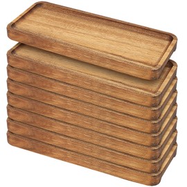 SENJEOK 8 Pack 12 x 5 Inches Wooden Serving Platters, Rectangle Solid Acacia Wood Serving Tray, Wood Serving Plates for Food