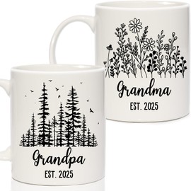 Breezy Valley New Grandparents Gifts, Pregnancy Announcement for Grandparents, Promoted to Grandma Grandpa EST 2025, First Time Grandparents to Be Gifts, Grandparents Christmas Gifts Coffee Mugs Set