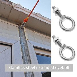 Pack of 6 M10 Shoulder Eye Bolts 304 Stainless Steel Eye Bolts with Lock Nuts Spring Washers Heavy Duty Eye Bolt for Home Office Silver