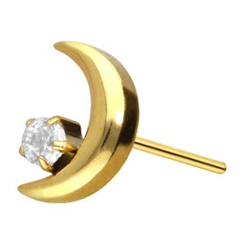 PIERCINGLINE Titanium Attachment with Push Pin Moon and Crystal without Labret Stud Piercing Ear Tragus Helix Conch Choice of Colours, Titanium
