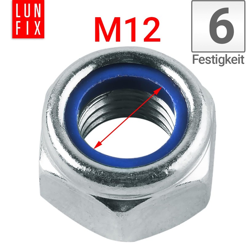 Locking Nuts M12-10 Pieces DIN 985 Self-Locking Nuts with Nylon