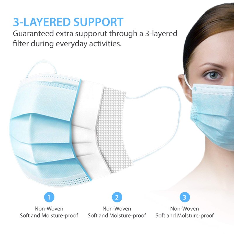 Hibaly | Sanitized Individually Packaged 3-ply Disposable Face Masks 50
