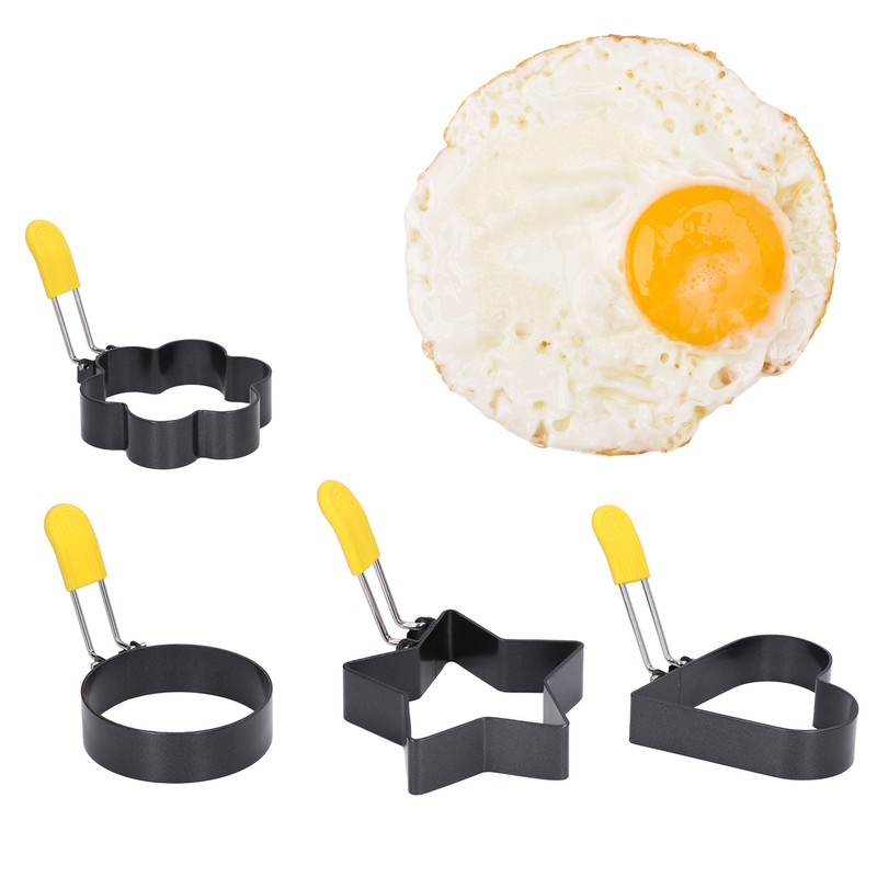 Fried Egg Rings Set with Folding Handle Silicone Brush Non