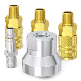 Taisher 3-Way Air Manifold 4 Ports Aluminum Industrial Pneumatic Air Compressor Quick Connect Socket In Line Type Air Hose Splitter with 3 Couplers and 1/4" Male NPT Plug