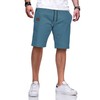 Ougelebo Men's Cotton Elasticated Waist Shorts with Drawstring, peacock blue