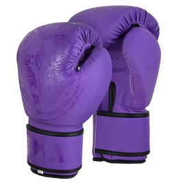 Playwell Matte "Twin Tiger Sak Yant" Muay Thai Boxing Gloves - Purple (10oz)
