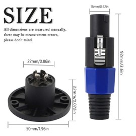 Speakon NL4FC，GELRHONR NL4 Connector Round Speaker Plug Twist Lock 4 Pole Speaker Plug Compatible with Speakon NL4FC, NL4FX, NLT4X, NL2FC, NA4LJ, NA4LJX, NL4MP, NL4MPR - 2 Pairs