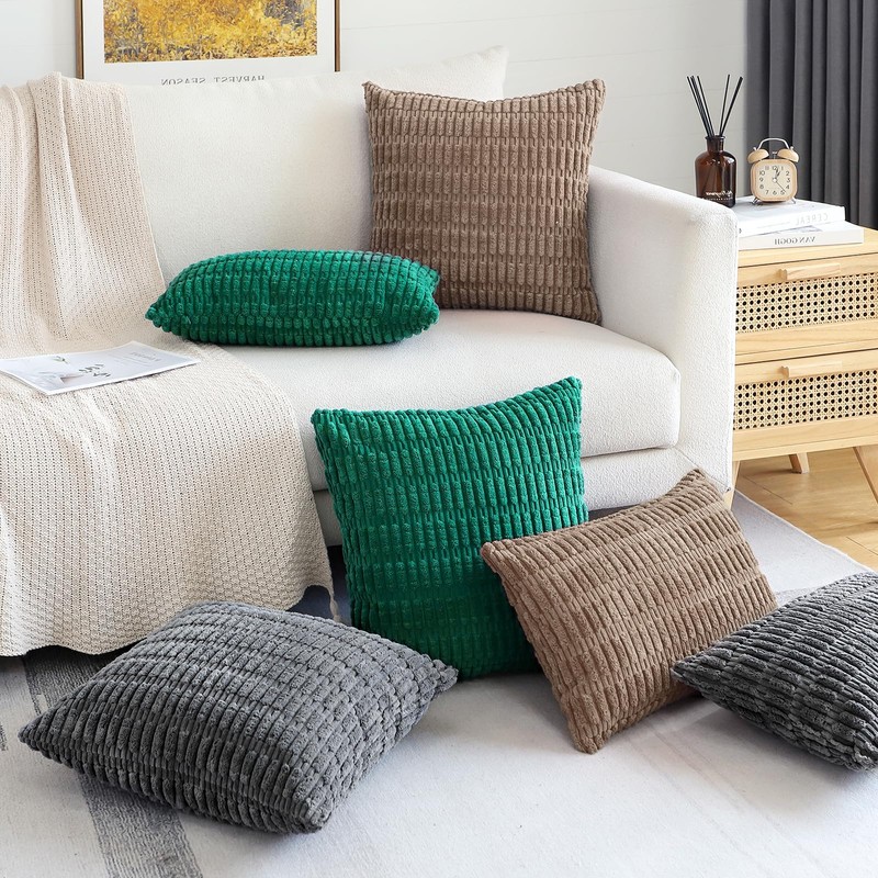 OTOSTAR Corduroy Decorative Throw Pillow Covers 22x22 Inch Super Soft