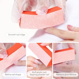 GazePlus Nail Buffers, 10pcs Buffering Block 3 Way Coarse Grit 60/60/60, 3.5" Long, Pre Application Buff for Acrylic Nail Gel Polish Nail, Pedicure, Manicure, Orange