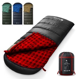 TANSTRIDER Cotton Flannel XXL Winter Sleeping Bags for Adults Big and Tall,Cold Weather 90x39 Inch Camping Sleep Bag,Waterproof Machine Washable 4 Season Outdoor Camping Gear,2-Way Zipper,7lb,30-40℉