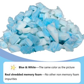 BBGDIPG Bean Bag Filler, 10 Pounds Comfortable and Soft Shredded Memory Foam Filling with Gel, Blue & White BeanBag Stuffing for Various Pillows/Punching Bag/Couch Cushions/Pouf/Dog Bed