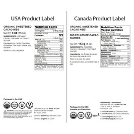 Food to Live Organic Sweet Cacao Nibs, 4 Ounces – Non-GMO, Lightly Sweetened with Coconut Sugar, Raw, Non-Irradiated, Vegan, Kosher, Bulk, Great for Snacking, Baking & Smoothies. High in Antioxidants