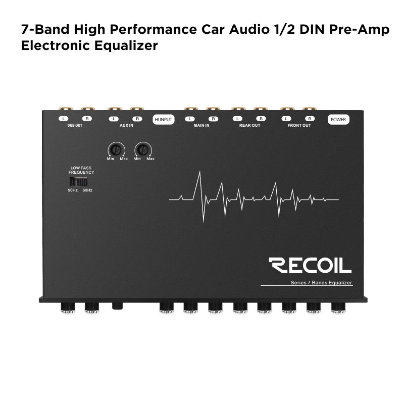 Recoil REQ7 Car Audio Equalizer 7 Band 1/2 DIN Pre-Amp