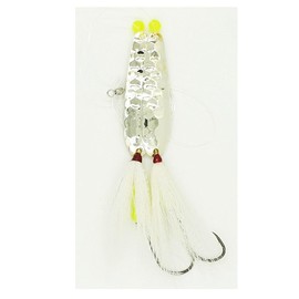 Generic SeaSnare - Fluke Pro - Original Hi-Lo Double Spoon Teaser Rig (Chrome Spoon, 7/0 Hook White Teaser)