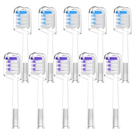 Cabezales de repuesto compatibles con el cepillo de dientes eléctrico Laifen Wave, súper limpios y blanqueadores - Transparentes, paquete de 10