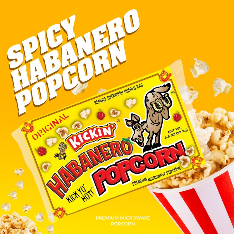 KICKIN' Habanero Microwave Popcorn Bags - 12 Pack - Ultimate