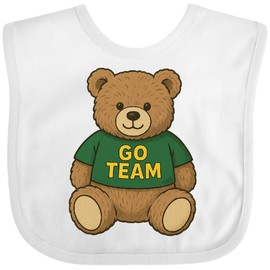 inktastic Cute Teddy Bear Go Team Baby Bib White 46a40