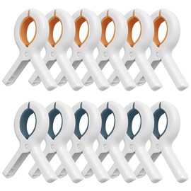 Pack of 12 Towel Clips for Beach Loungers, Windproof Clothes Pegs, Large, Strong Towel Clips for Everyday Laundry, Bath Towels, Beach Towel, Bed Linen, Thick Clothes, 2 Colours (6 + 6)