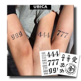 Tattoo Tech, Semi Permanent Tattoos 777 444 999(Angel Numbers), Daoism Temporary Tattoo, Lasts 7-15 Days, Develops Fully in 48H(111 222 333 555 666 888)
