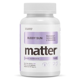 Matter Buddy Sun, Suplemento con Nutroxsun®, Astaxantina y Genisteína. Apoyo Antioxidante y Cuidado Estacional de la Piel desde Adentro, 1 Frasco con 