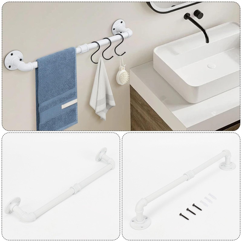 Jeasor 4-Pieces Industrial Pipe Bathroom Towel Ring Kit DIY Wall