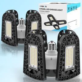HYPERLITE Led Garage Lights 2 Pack: Aluminum 80W 8000LM LED Light Blubs, 4+1 Deformable Lights, Screw in E26 for Workshop, Attic