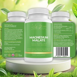 Lily Green Supplements Lily Green Magnesium Malate Capsules | 1500mg Per Serving Magnesium Malate Supplements | Magnesium Supplements for Energy, Muscle & Nerve Support | 90 Vegan Capsules | Made in UK