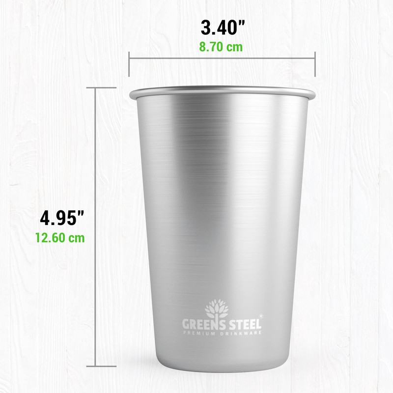 Greens Steel #1 Premium Stainless Steel Cups 16 oz/ 475ml