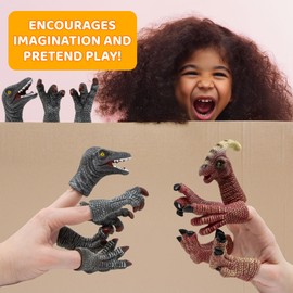 Kiddie Play Finger Puppets for Kids, 10 pc Dragon Claws Puppets Rubber Set for Story Time and Bath Toys