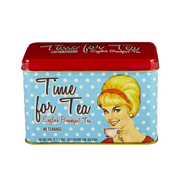 New English Teas Time for Tea Tea Tin with 40 English Breakfast Teabags